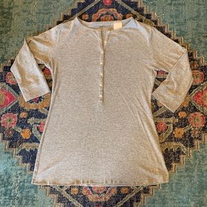Heather Grey 3/4 Sleeve Henley, Size L